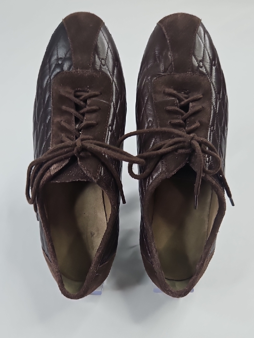 Easy Spirit Grotont Brown Quilted Leather Lace-Up Shoes 8.5